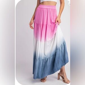Eesome Boutique Ombre Deep Dyed Gradient Pink and Blue Women's Skirt